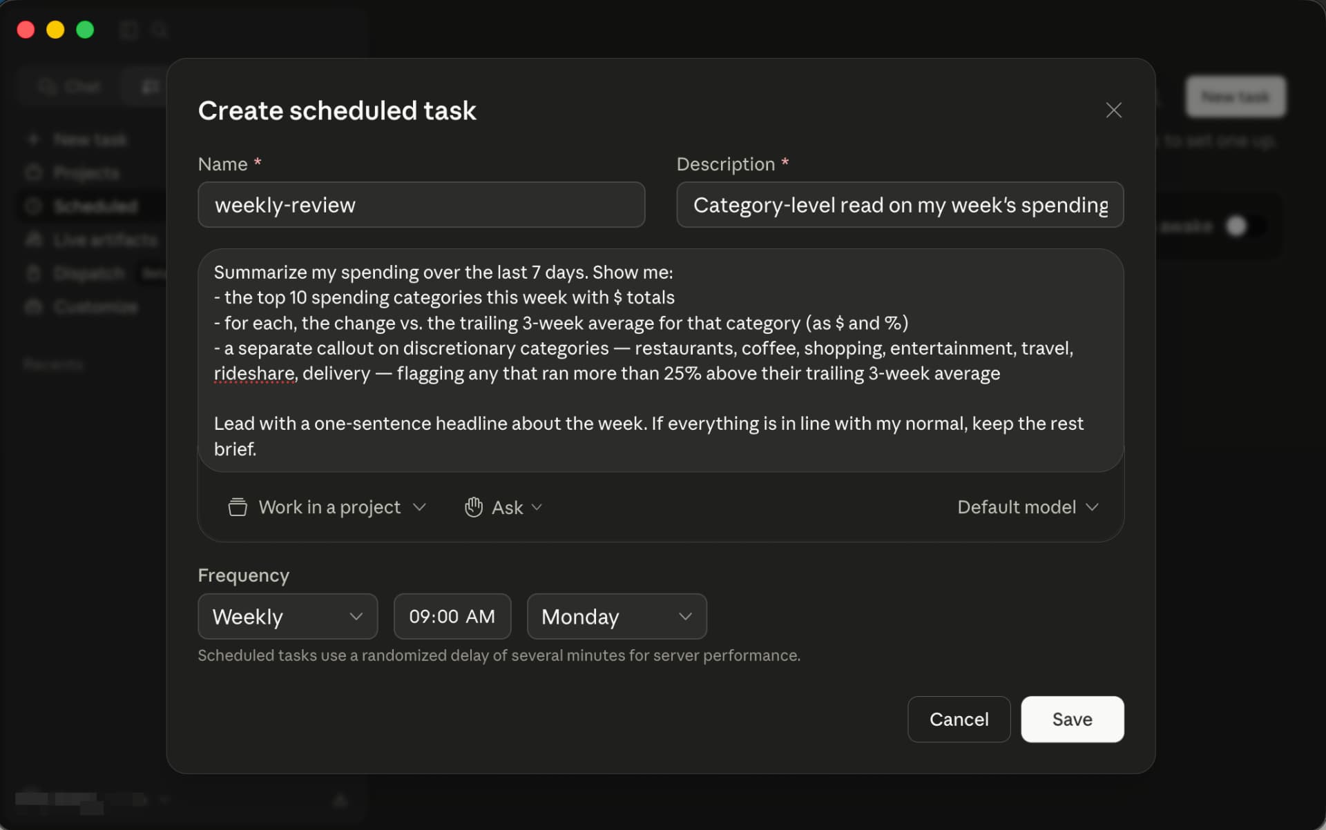 Step 2: Fill in the task and save