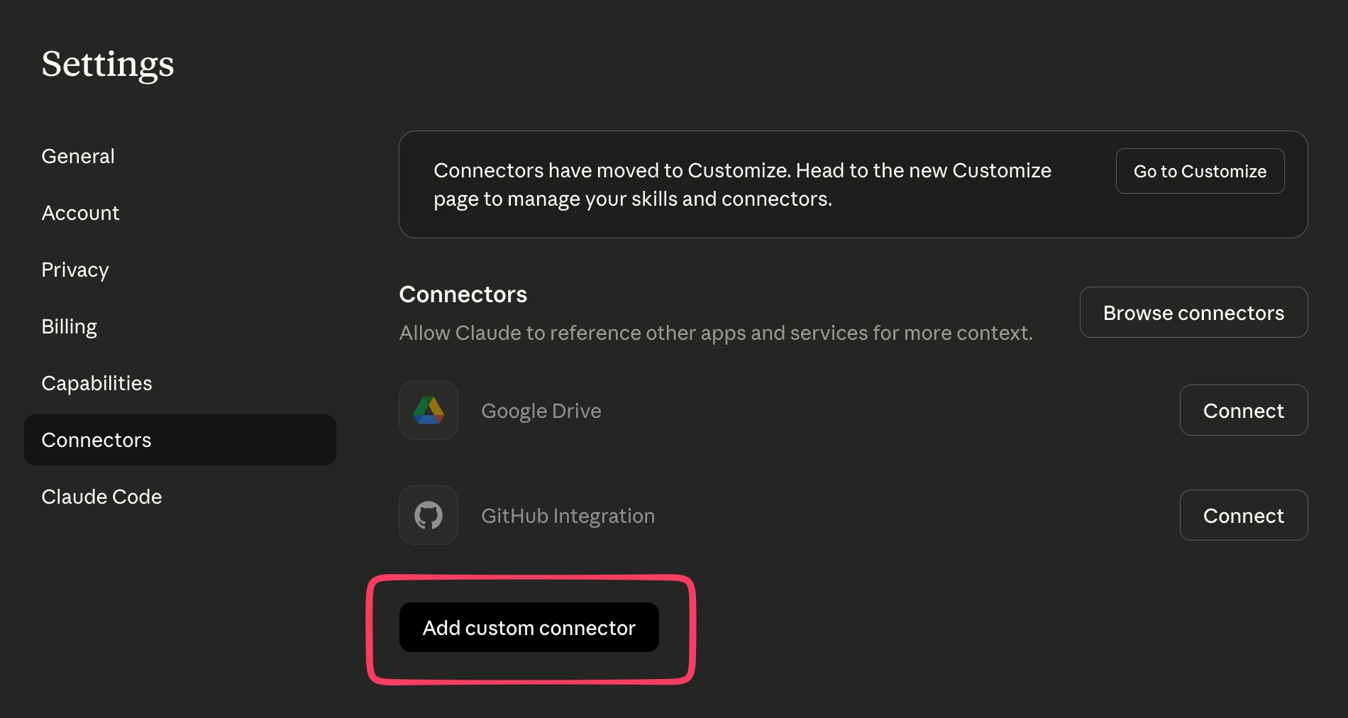 Step 1: Open Connectors settings